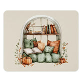 Reading Nook Mouse Pad, Cozy Home Office Decor, Fall Pumpkin Watercolor, Books and Pillows, Autumn Vibes, Cute Desk Accessory - Tawshia